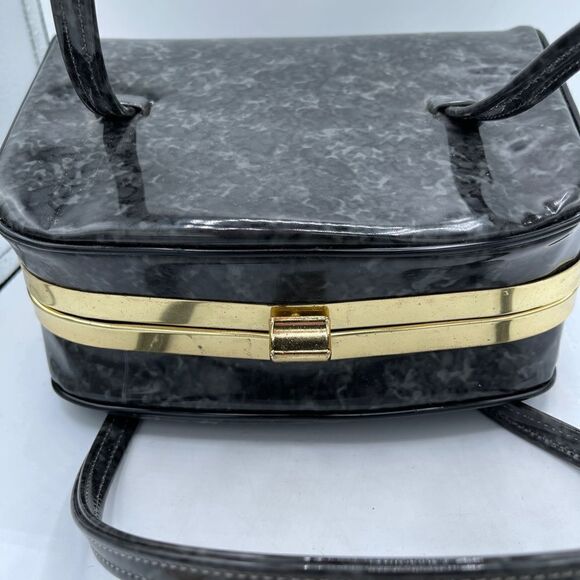 Vintage Stuart "Lady" McQuire Patent leather black marbled Handbag - Picture 11 of 14